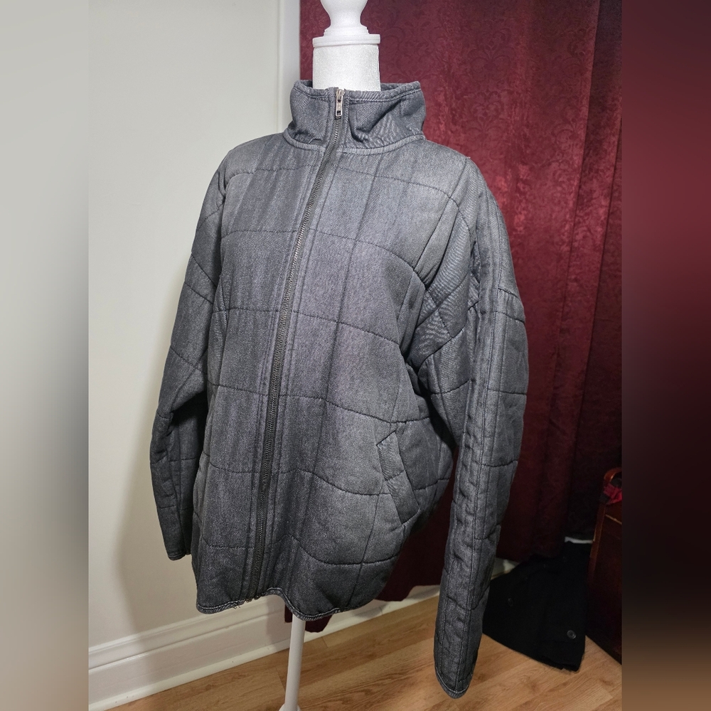 Men's Charcoal Quilted Puffer Jacket